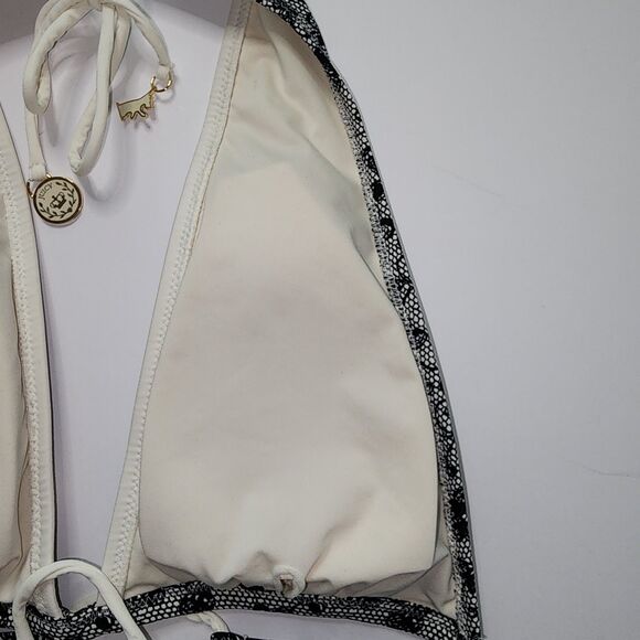 Juicy Couture Beach Royalty Bikini Top Cream and Black Triangle Size M - Picture 6 of 10